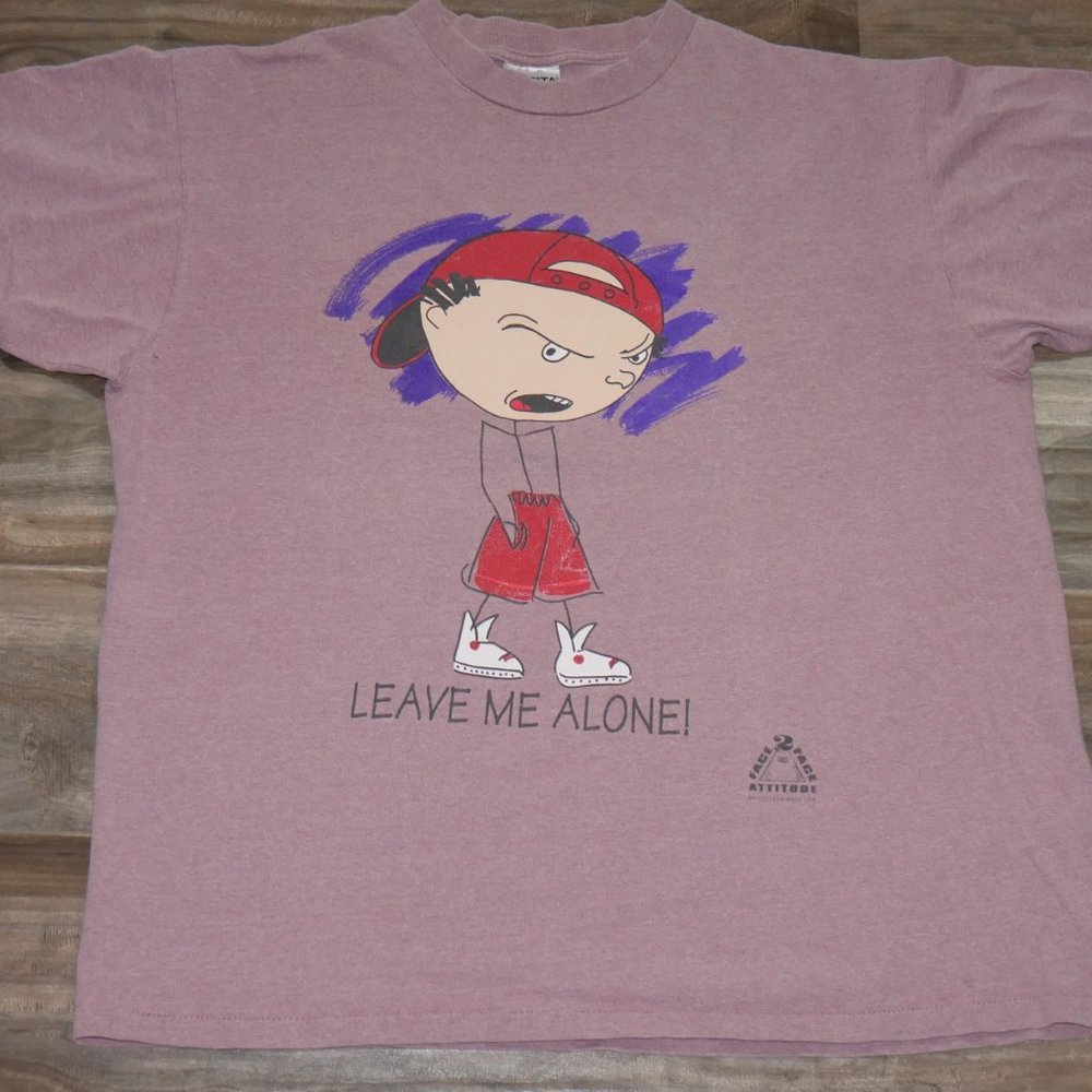 90's Leave Me Alone Vintage Funny Attitude T-Shirt - Picture 2 of 7